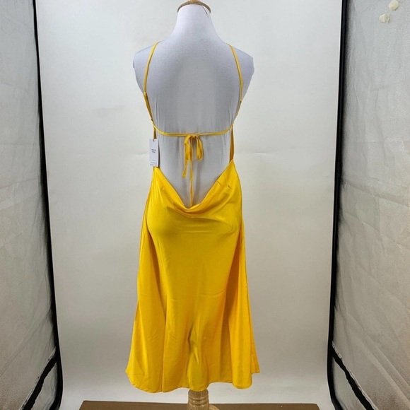 WeWoreWhat Danielle Bernstein Evening Dress M Medium Yellow Satin Charmeuse - Picture 7 of 11